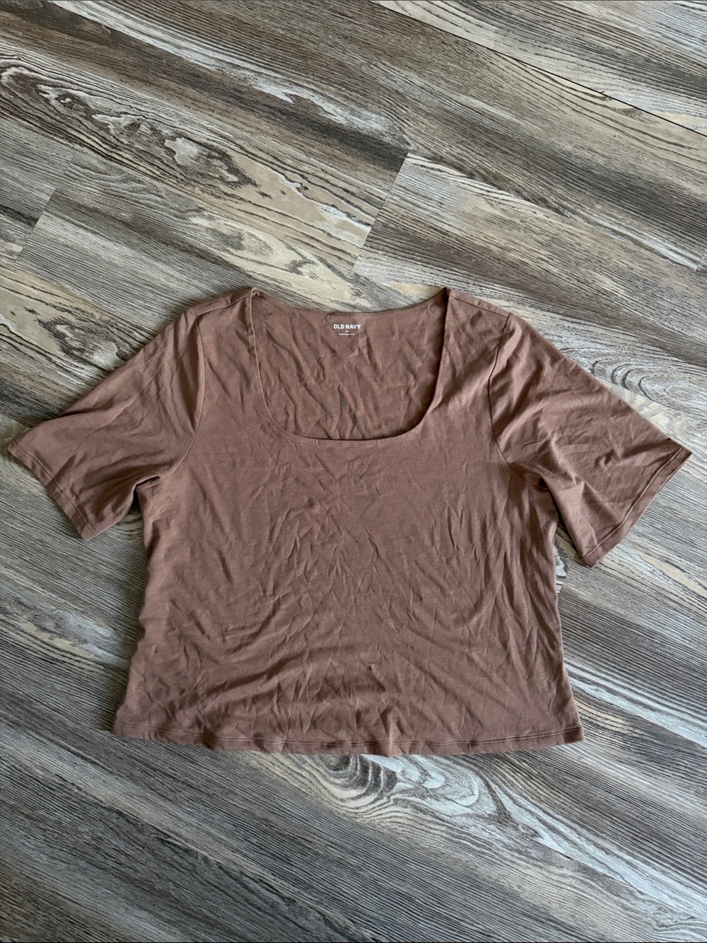 Old Navy Cropped Scoop Neck Top in Brown